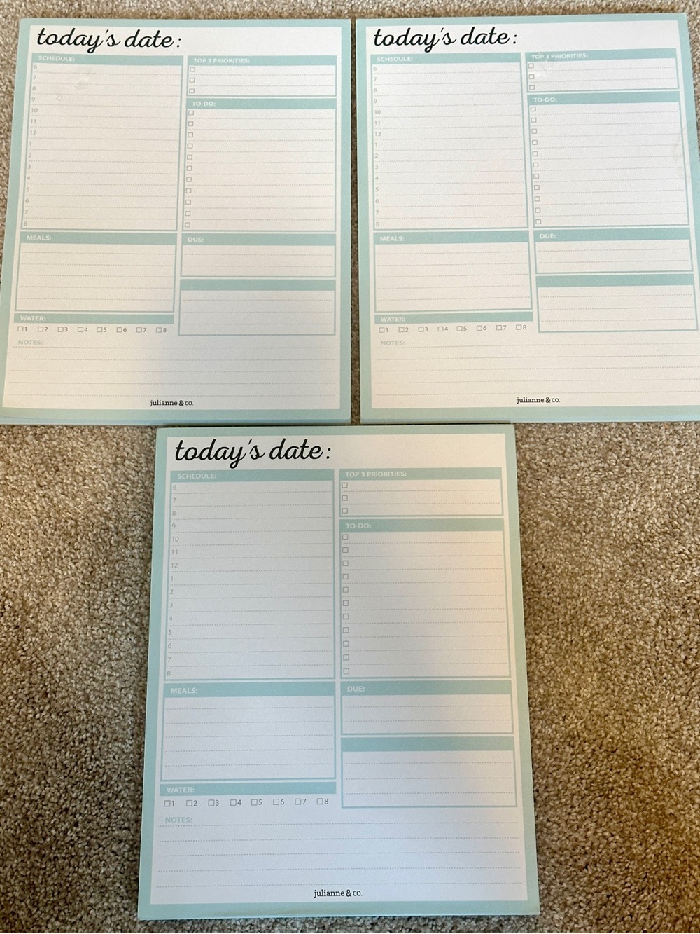 Julianne & co. Daily To-Do Planner Notepad Day Organizers 8.5x11 Tracker Lot x3